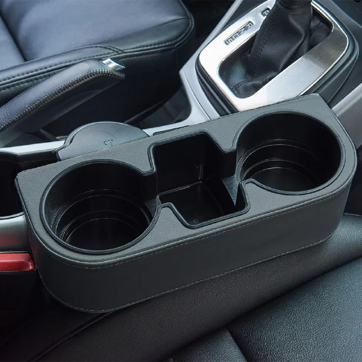 Universal 2 Cup Drink Holder, Auto Front Seat Organizer, Car Seat Wedge Console Side Pocket Mobile Phone Storage