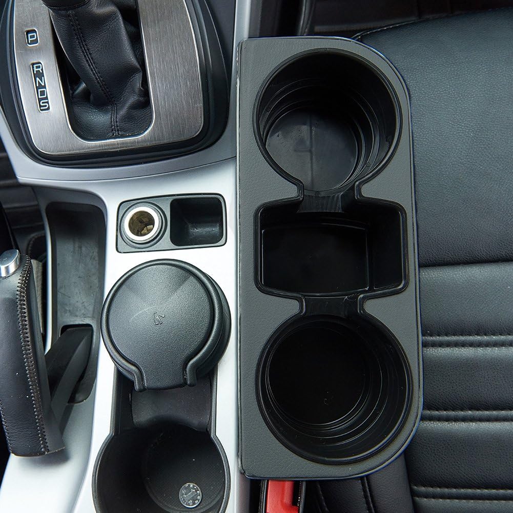 Universal 2 Cup Drink Holder, Auto Front Seat Organizer, Car Seat Wedge Console Side Pocket Mobile Phone Storage