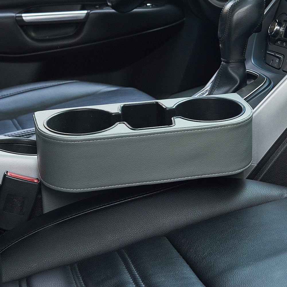 Universal 2 Cup Drink Holder, Auto Front Seat Organizer, Car Seat Wedge Console Side Pocket Mobile Phone Storage