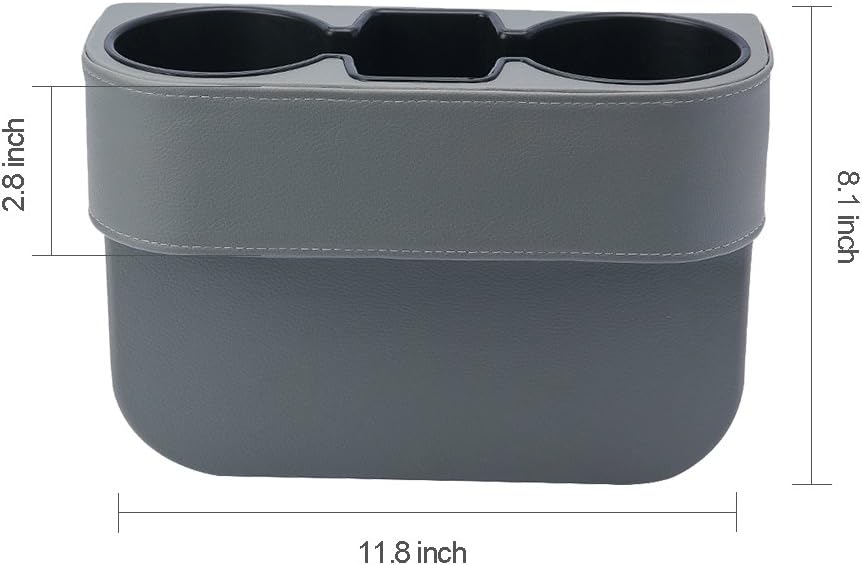 Universal 2 Cup Drink Holder, Auto Front Seat Organizer, Car Seat Wedge Console Side Pocket Mobile Phone Storage