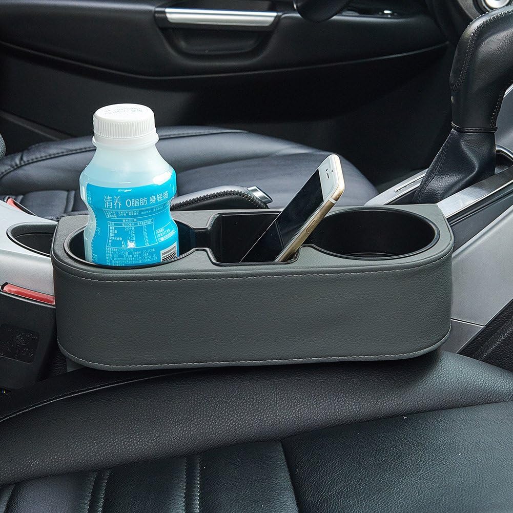 Universal 2 Cup Drink Holder, Auto Front Seat Organizer, Car Seat Wedge Console Side Pocket Mobile Phone Storage