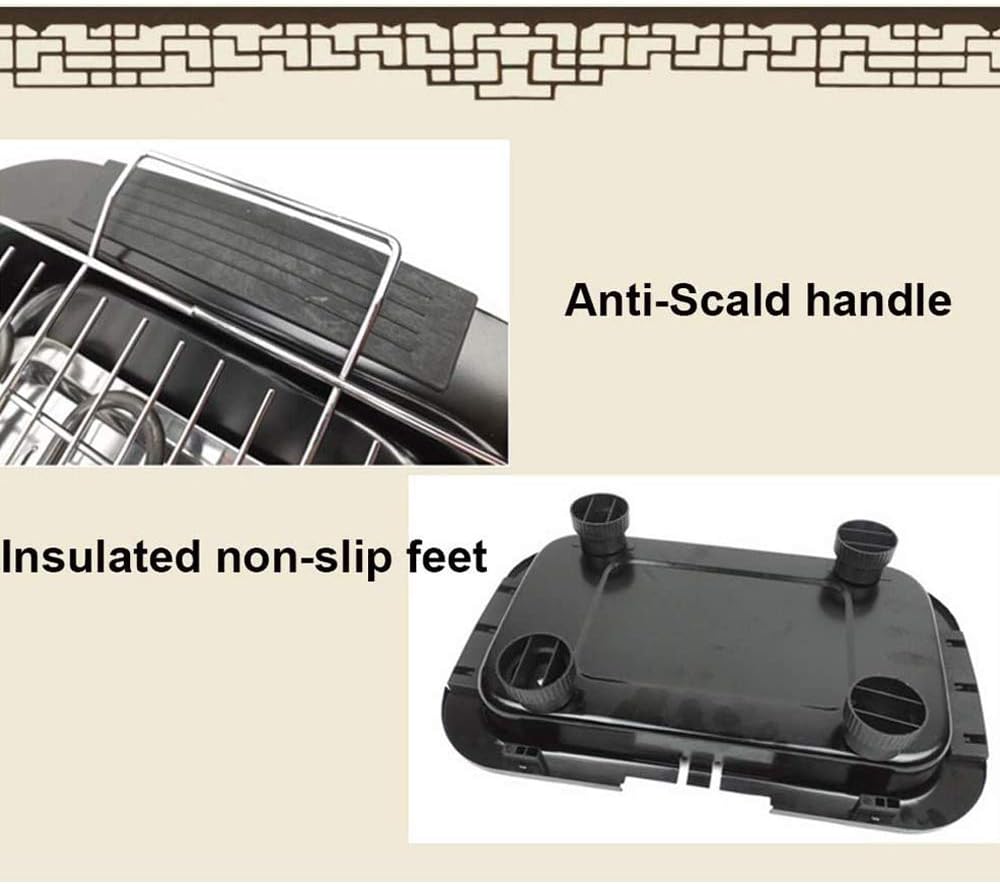Electric Barbecue Grill Indoor Smokefree Table BBQ Grilling with 5 Levels of Temperature Adjustment for Home Outdoor Courtyard Camping Travel Hiking