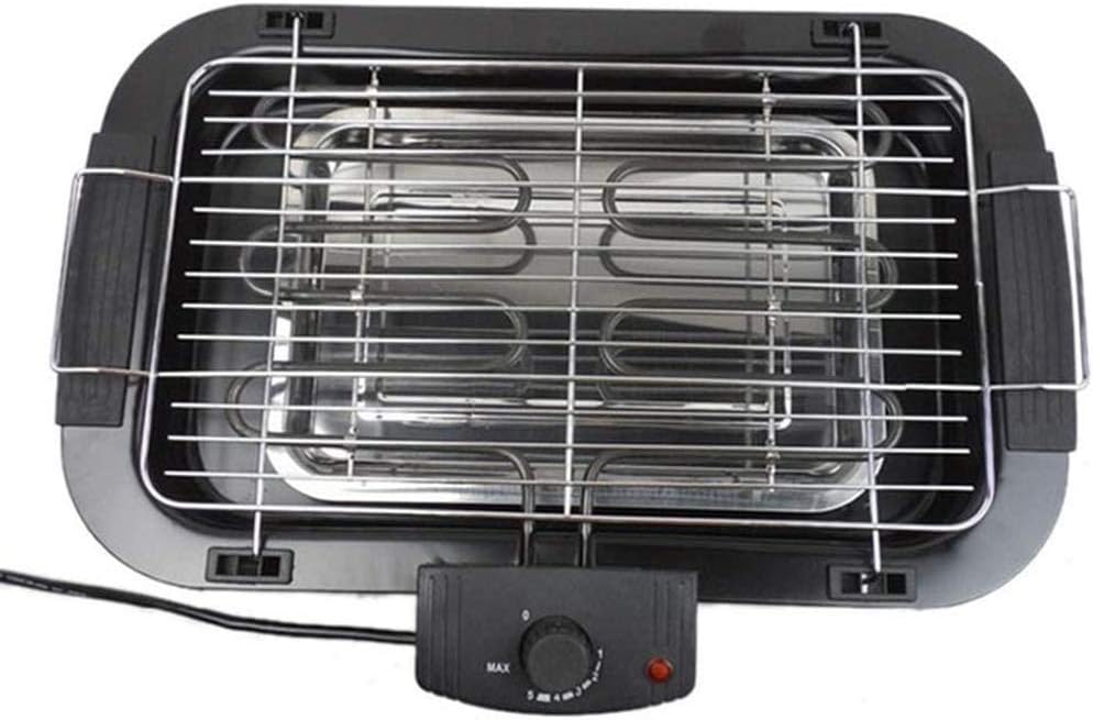 Electric Barbecue Grill Indoor Smokefree Table BBQ Grilling with 5 Levels of Temperature Adjustment for Home Outdoor Courtyard Camping Travel Hiking