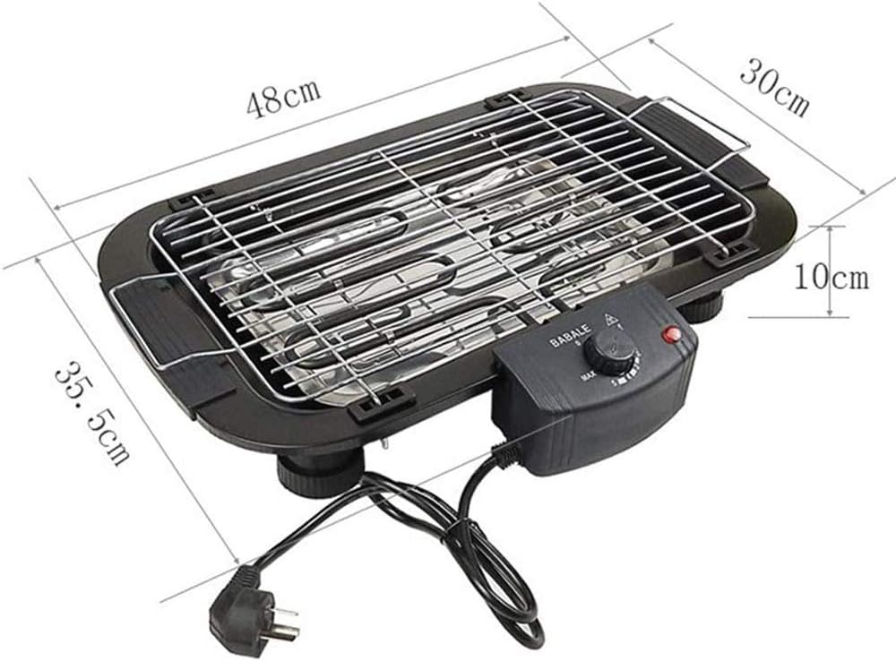 Electric Barbecue Grill Indoor Smokefree Table BBQ Grilling with 5 Levels of Temperature Adjustment for Home Outdoor Courtyard Camping Travel Hiking