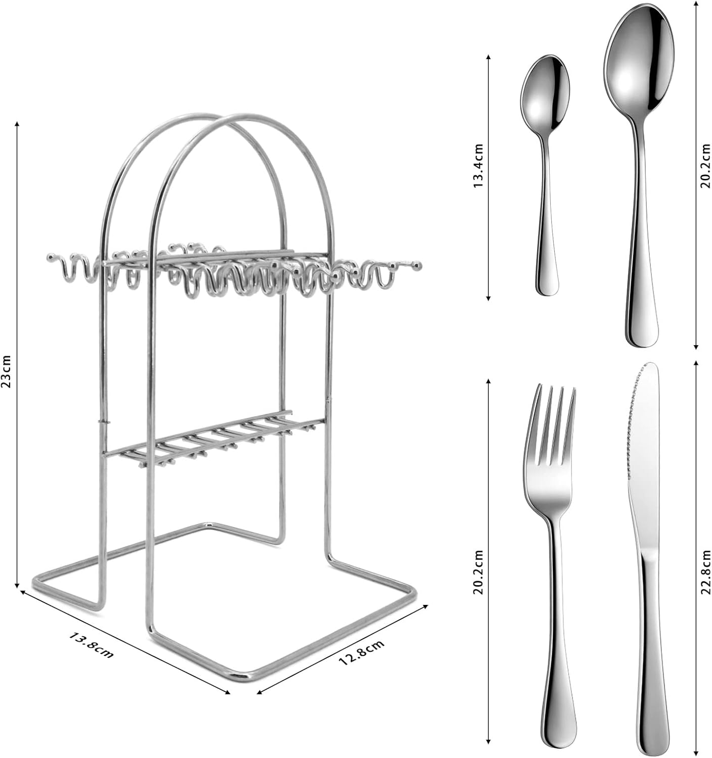 Cutlery Set for 6 People, 24-Piece Cutlery Set, Stainless Steel, Mirror Polished Cutlery with Knife, Fork, Spoon, Teaspoon, for Restaurant, Party, Wedding, Dishwasher Safe