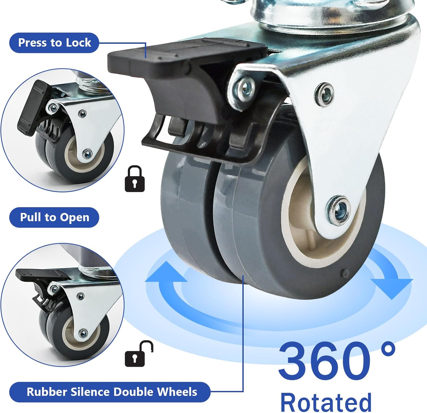 Fridge Stand Mobile Base with Double Pipes 4 Locking Wheels 4 Strong Feet, Adjustable Furniture Dolly for Washer Dryer Washing Machine Stand Pedestal, Refrigerator