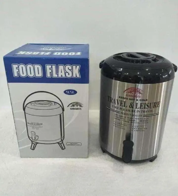 9.5L Sundabest travel and leisure ( tea urn) Single Tap 9.5Ltrs Milk / Tea Dispenser Travel Leisure Tyan Water Jug Keep Hot Flask Silver 9.5ltrs sundabest tea urn