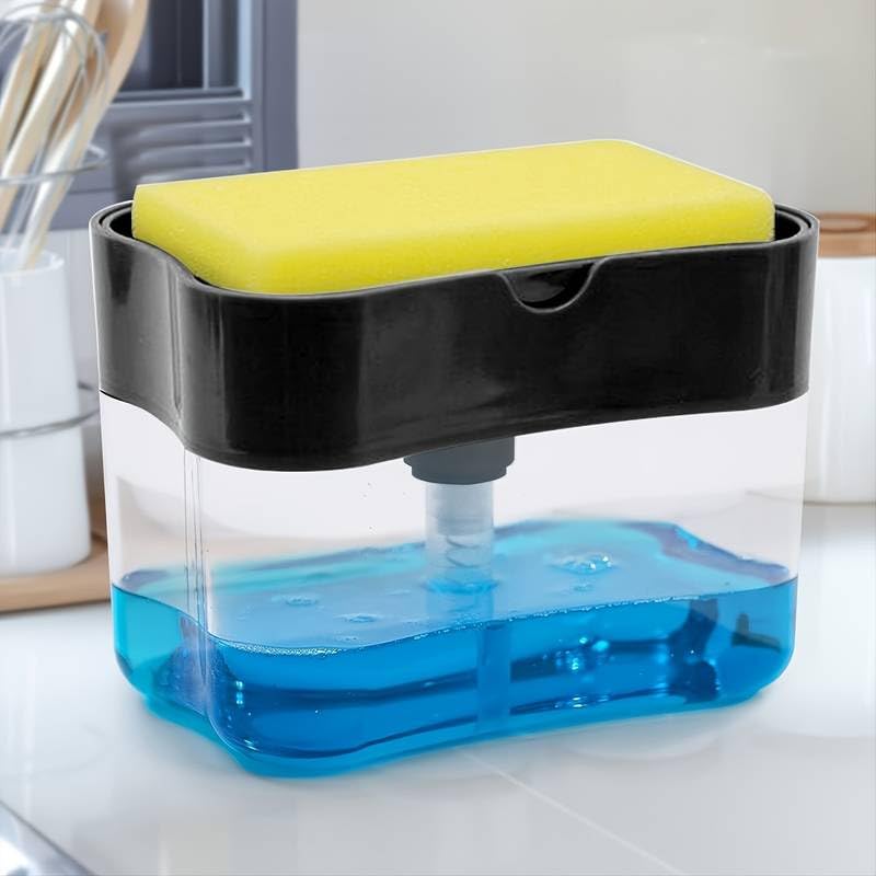 Soap Pump Dispenser and Sponge Holder, Kitchen Dish Soap Dispenser Sponge Holder 2-in-1, Good Grips Soap Dispensing Sponge Holder