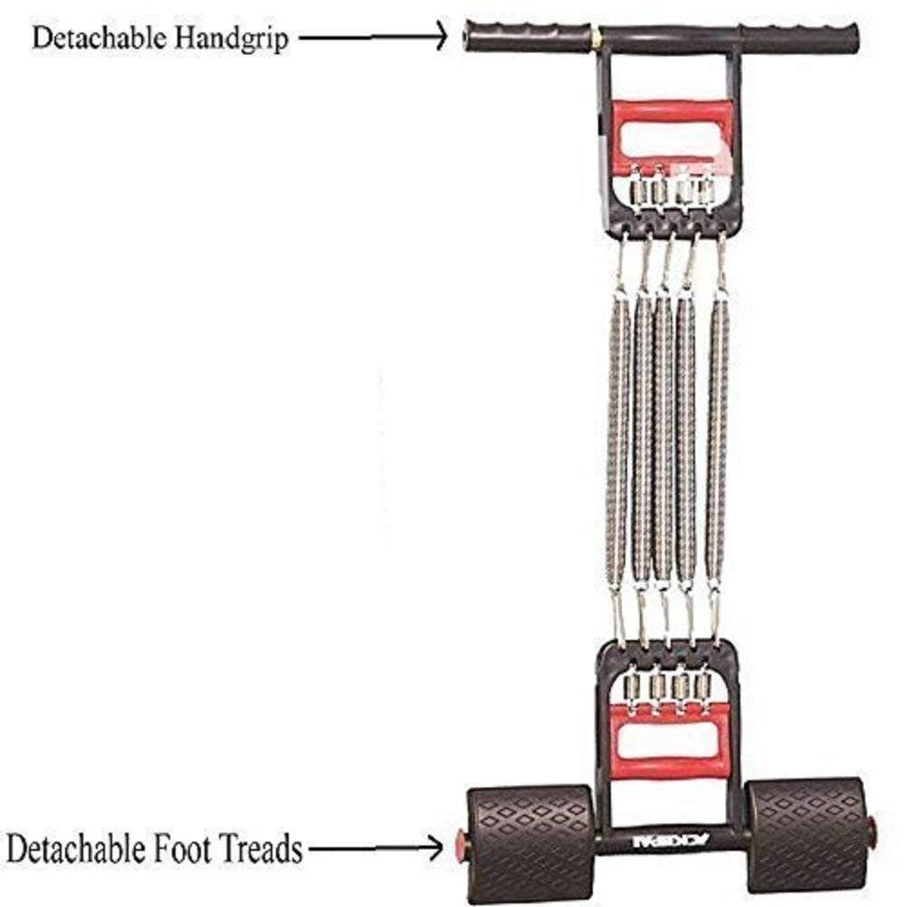 Multi Usage 3 In 1 Chest Expander Spring For Men Inbuilt Hand Gripper Cum Tummy Trimmer Exerciser With 5 Detachable Springs For Home Mini Gym