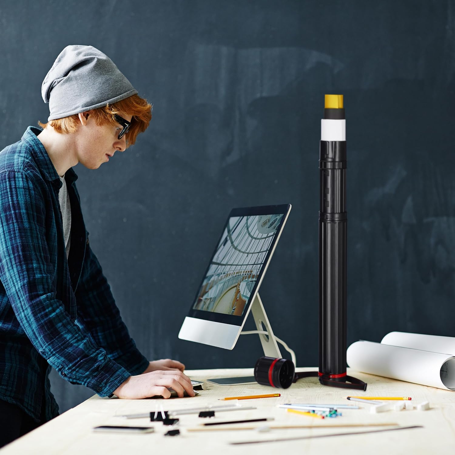 Tubes, Extendable Poster Tube Expand from 24.5" to 40" with Adjustable Shoulder Strap Lids and Lable,Waterproof Telescoping Blueprint Art Document Storage Transport Carrying Tube