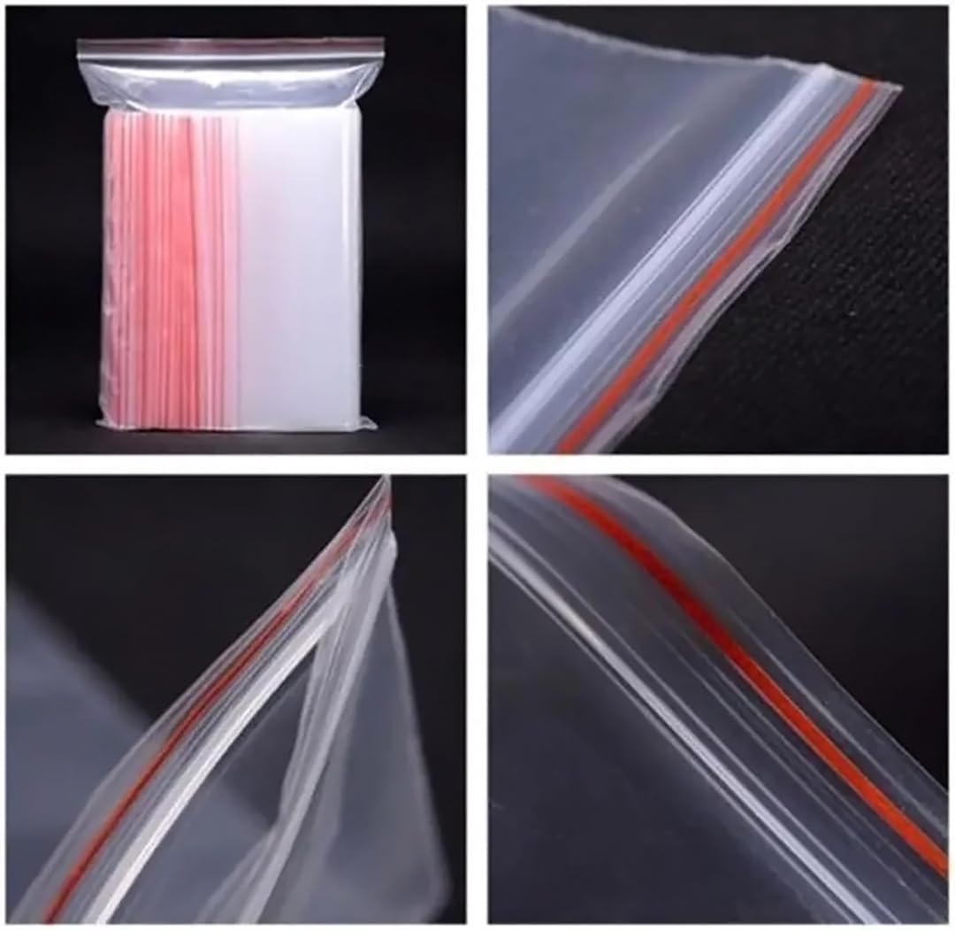 Zip Lock Pouch Reusable Transparent Plastic Bags, Strong Zip Lock Storage Pouches and Durable Side Press Seal Pack of 100 PCS