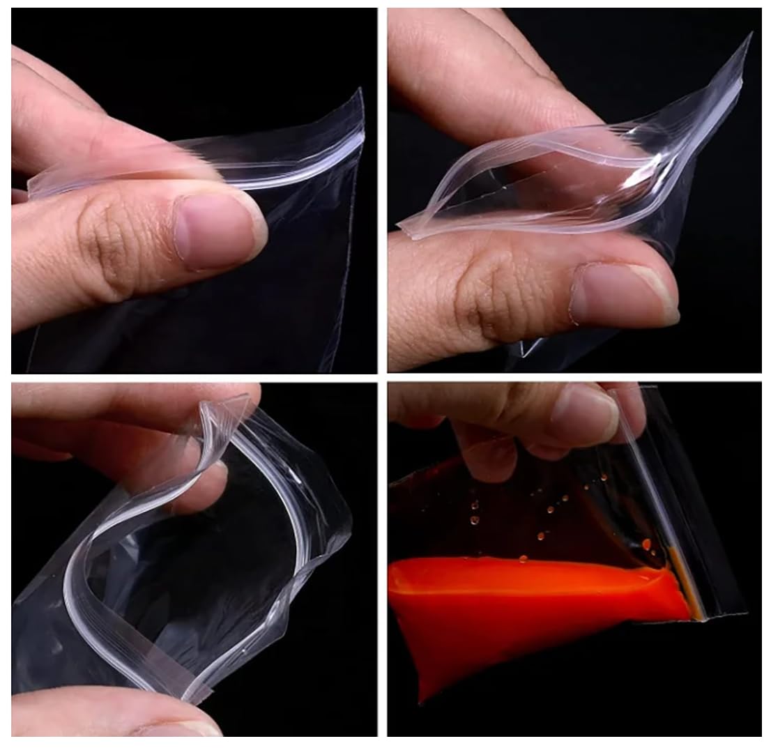 Zip Lock Pouch Reusable Transparent Plastic Bags, Strong Zip Lock Storage Pouches and Durable Side Press Seal Pack of 100 PCS