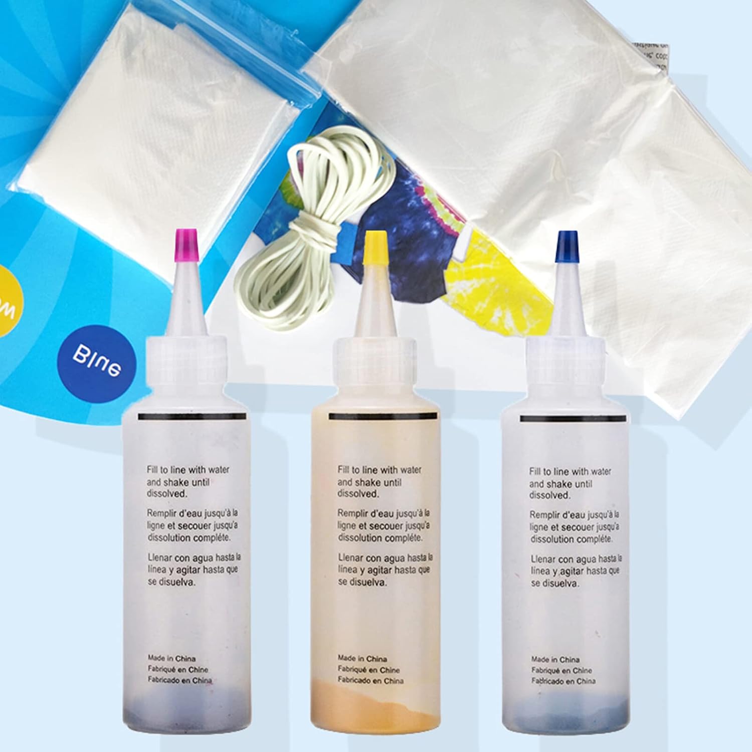 Tie Dye 5 Colors  Kit DIY Fabric Textile Dye Set 5 Bottles Dye with Table Cover Apron Rubber Bands Gloves for Home School Outdoor Art Activities Party Supplies