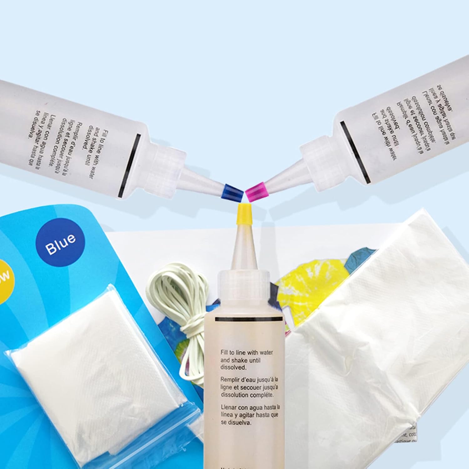 Tie Dye 5 Colors  Kit DIY Fabric Textile Dye Set 5 Bottles Dye with Table Cover Apron Rubber Bands Gloves for Home School Outdoor Art Activities Party Supplies