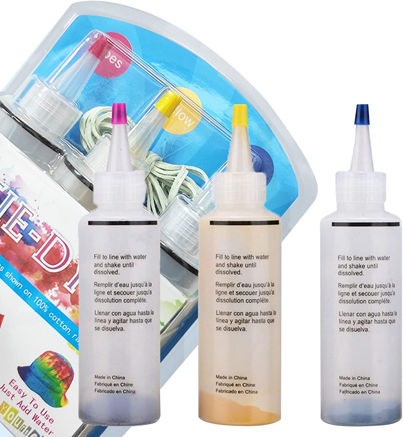 Tie Dye 5 Colors  Kit DIY Fabric Textile Dye Set 5 Bottles Dye with Table Cover Apron Rubber Bands Gloves for Home School Outdoor Art Activities Party Supplies