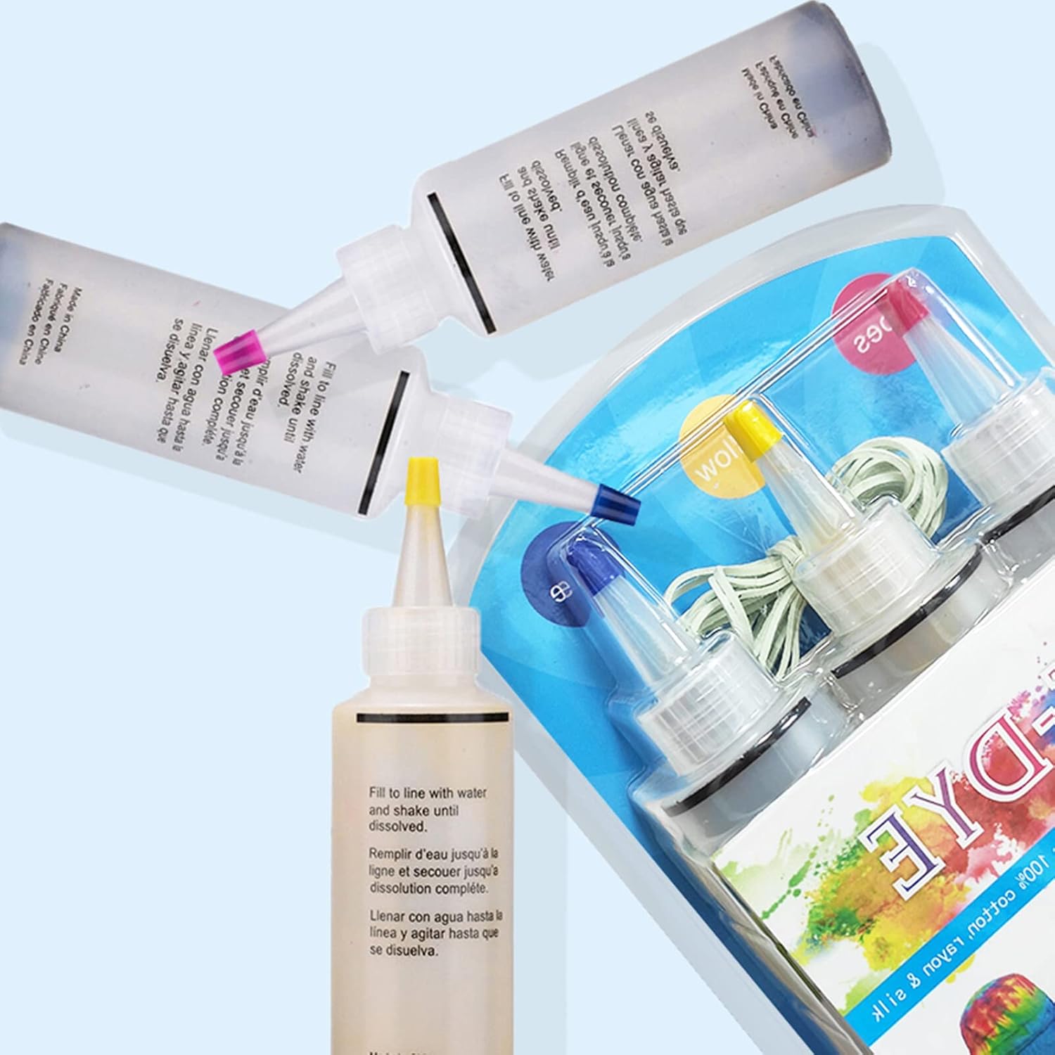 Tie Dye 5 Colors  Kit DIY Fabric Textile Dye Set 5 Bottles Dye with Table Cover Apron Rubber Bands Gloves for Home School Outdoor Art Activities Party Supplies