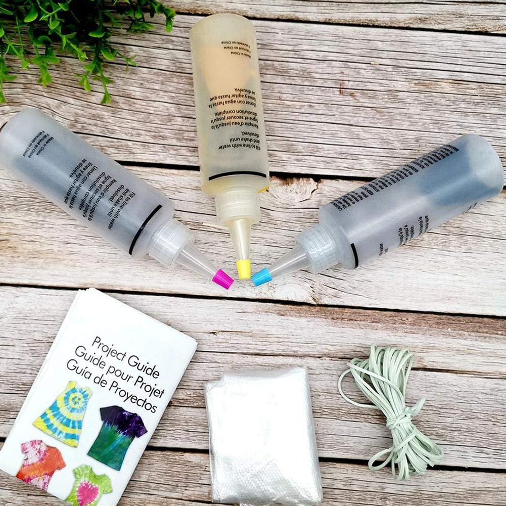 Tie Dye 5 Colors  Kit DIY Fabric Textile Dye Set 5 Bottles Dye with Table Cover Apron Rubber Bands Gloves for Home School Outdoor Art Activities Party Supplies
