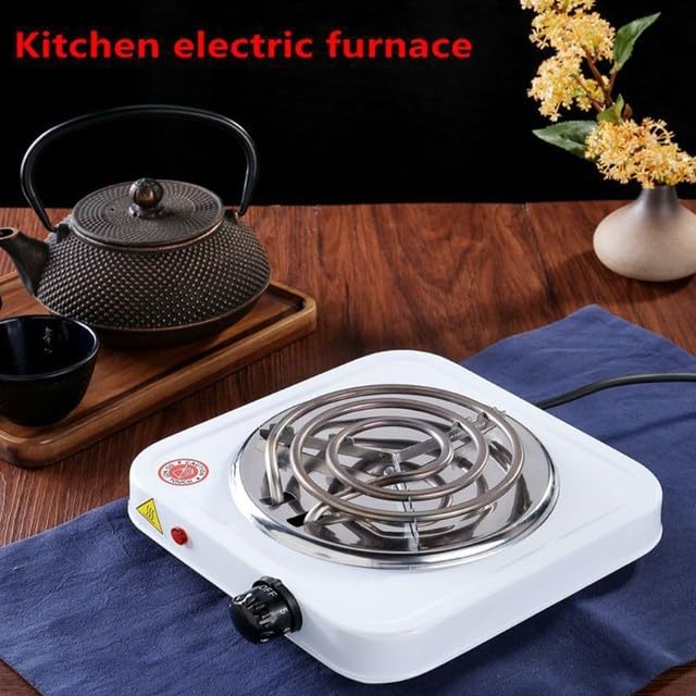 1000 Watt Super Coil Electric Stove (Copper Wire With 15 Amp Power Plug)/G Coil Hot Plate/Electric Cooking Heater/Induction Cooktop (Stainless Steel Square Body)