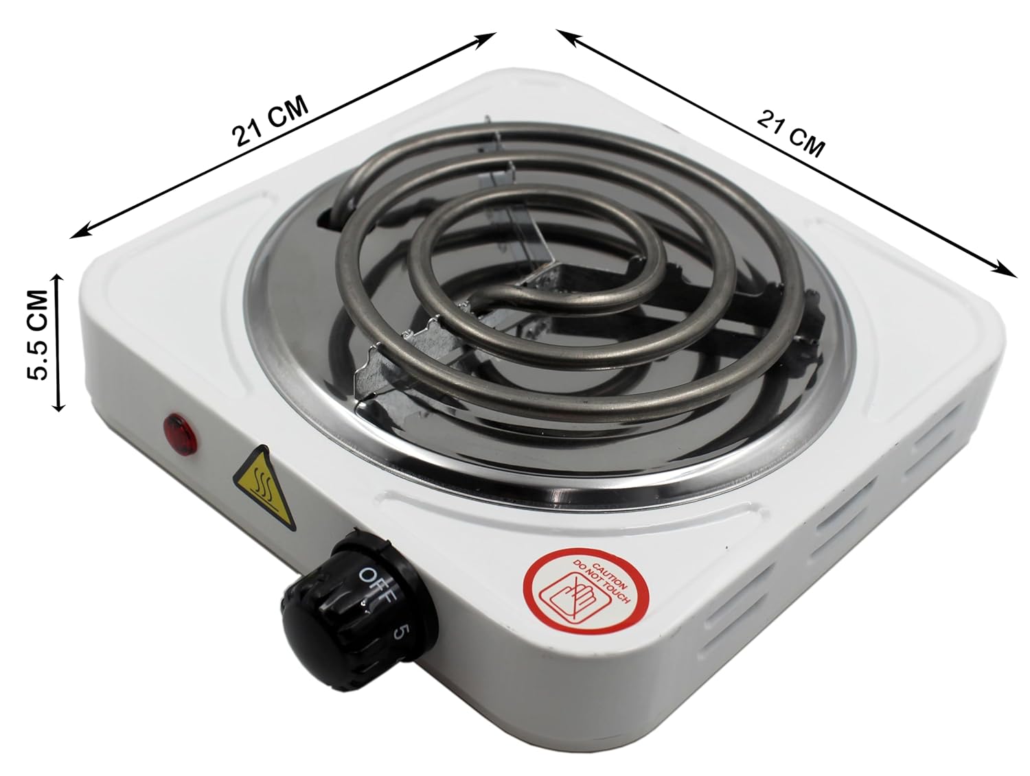 1000 Watt Super Coil Electric Stove (Copper Wire With 15 Amp Power Plug)/G Coil Hot Plate/Electric Cooking Heater/Induction Cooktop (Stainless Steel Square Body)