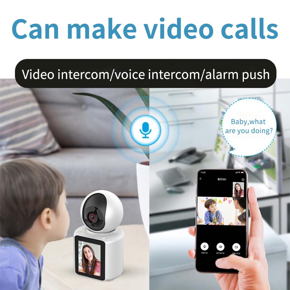 Indoor Security Camera 1080P Full HD WIFI Video Calling PT Camera, AI Auto Tracking,2.8inch HD Display and two-way video calling, Human/Pet AI Ideal for Baby Monitor/Pet Camera/Home Security