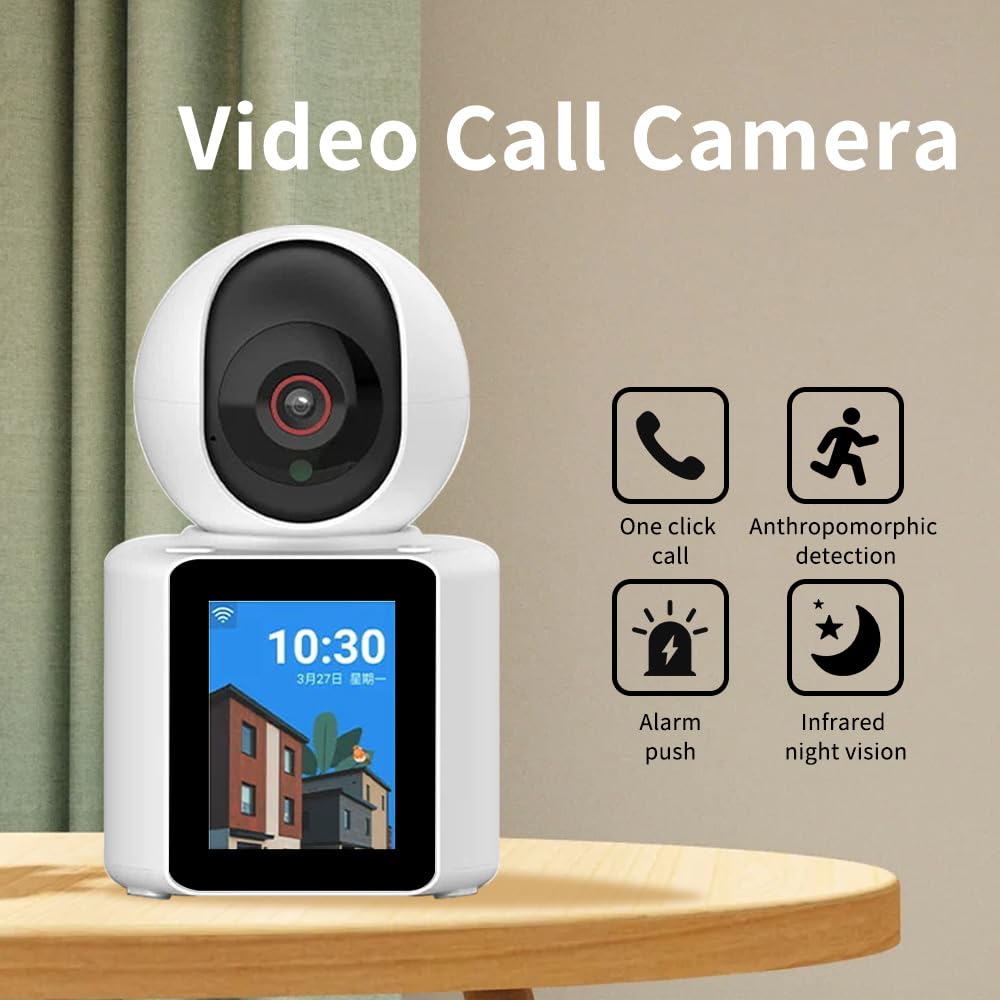 Indoor Security Camera 1080P Full HD WIFI Video Calling PT Camera, AI Auto Tracking,2.8inch HD Display and two-way video calling, Human/Pet AI Ideal for Baby Monitor/Pet Camera/Home Security