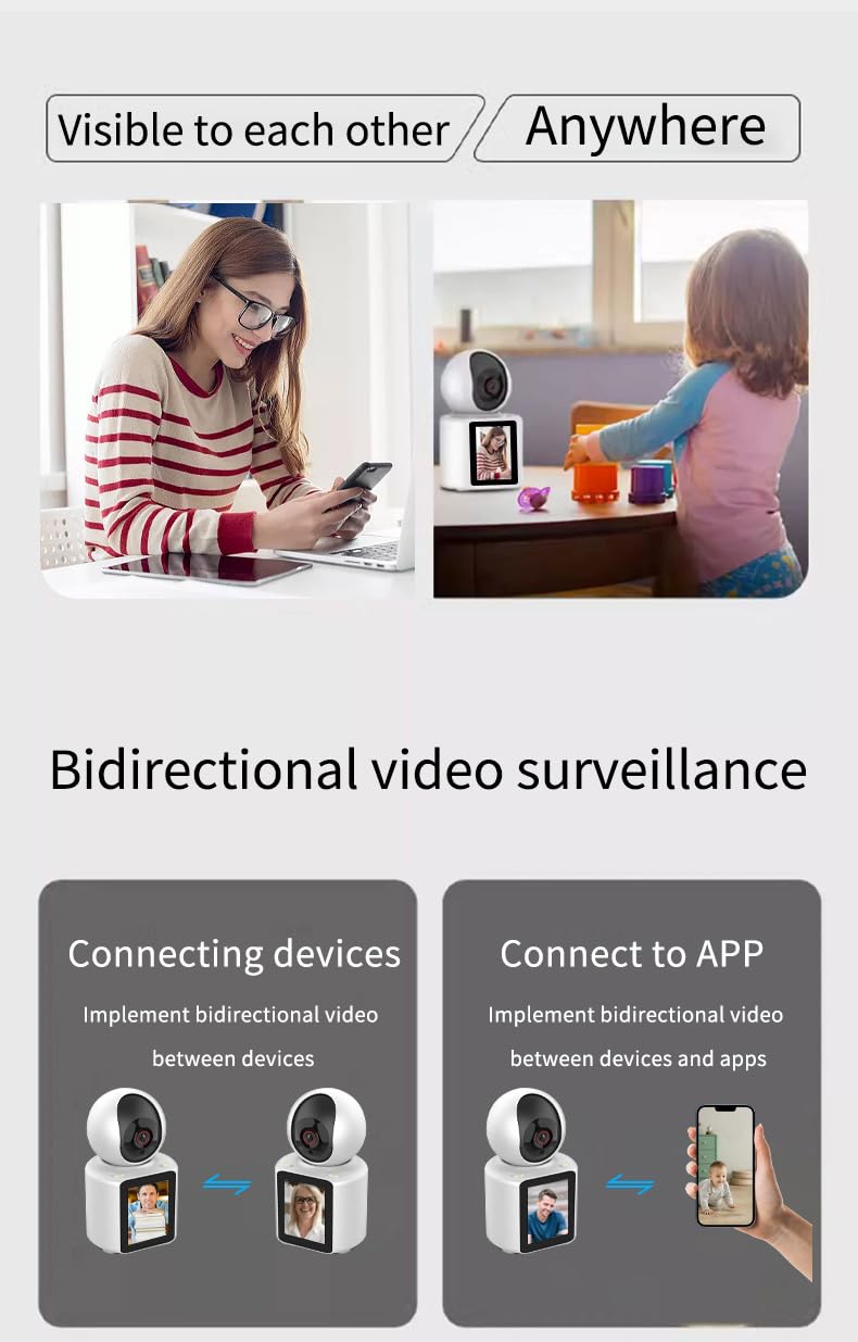 Indoor Security Camera 1080P Full HD WIFI Video Calling PT Camera, AI Auto Tracking,2.8inch HD Display and two-way video calling, Human/Pet AI Ideal for Baby Monitor/Pet Camera/Home Security