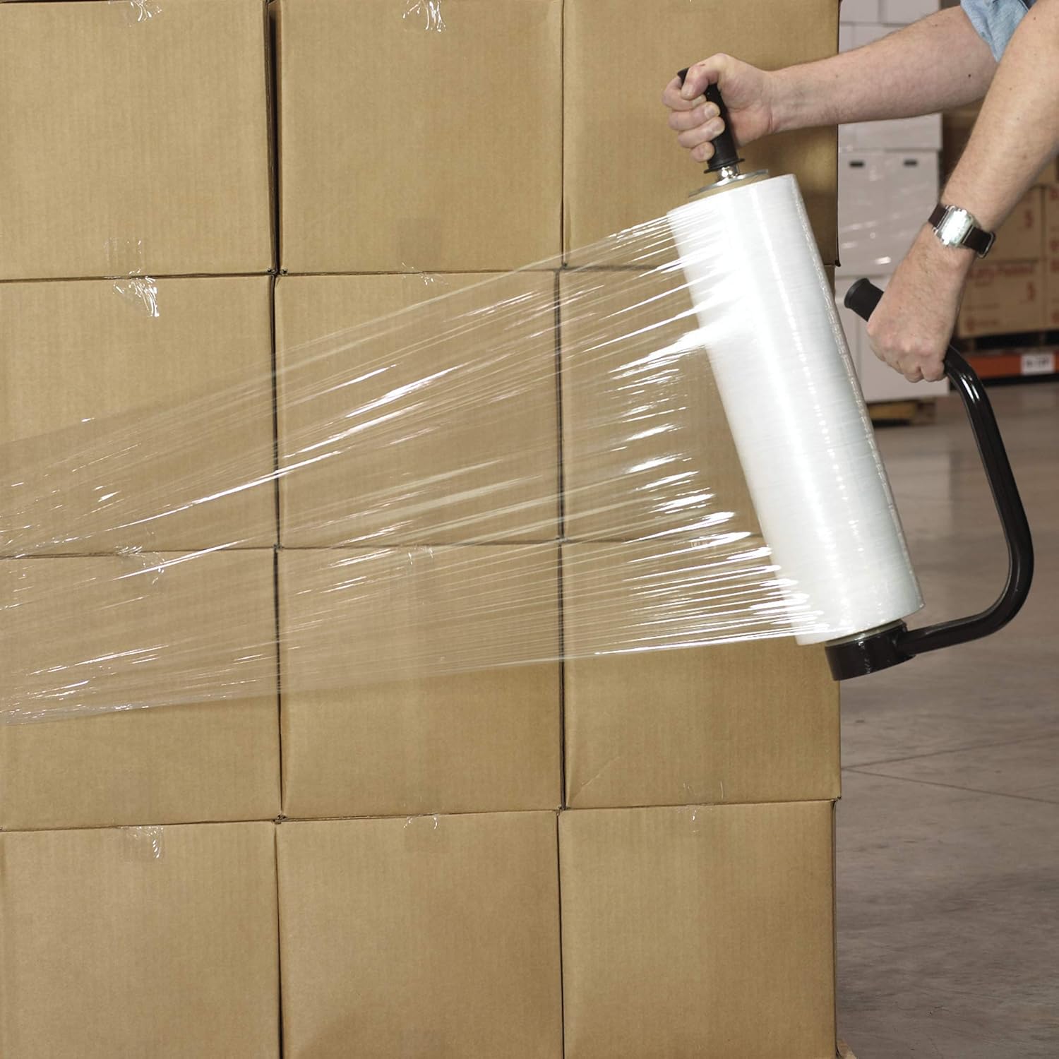 Stretch Wrap,  90 Gauge, Clear Plastic Cling, Blown Hand Stretch Film Rolls for Packaging Moving Packing Pallets  approximately 350M
