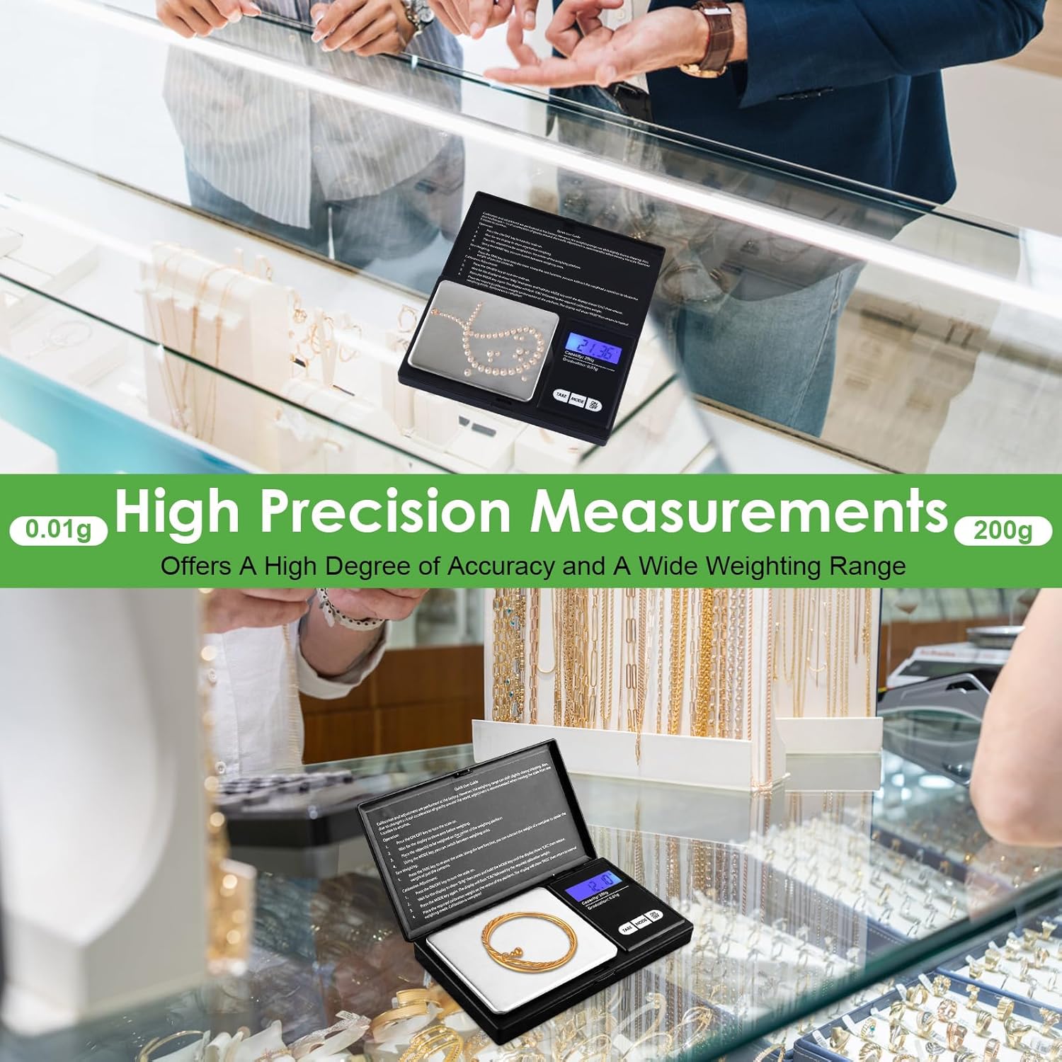 Digital Gram Scale, 200g X 0.01g Pocket Digital Scale LCD Display Screen Portable Kitchen Scale Small Pocket Scale Mini Jewelry Scale Kitchen Tool for Food Jewelry Gold Silver