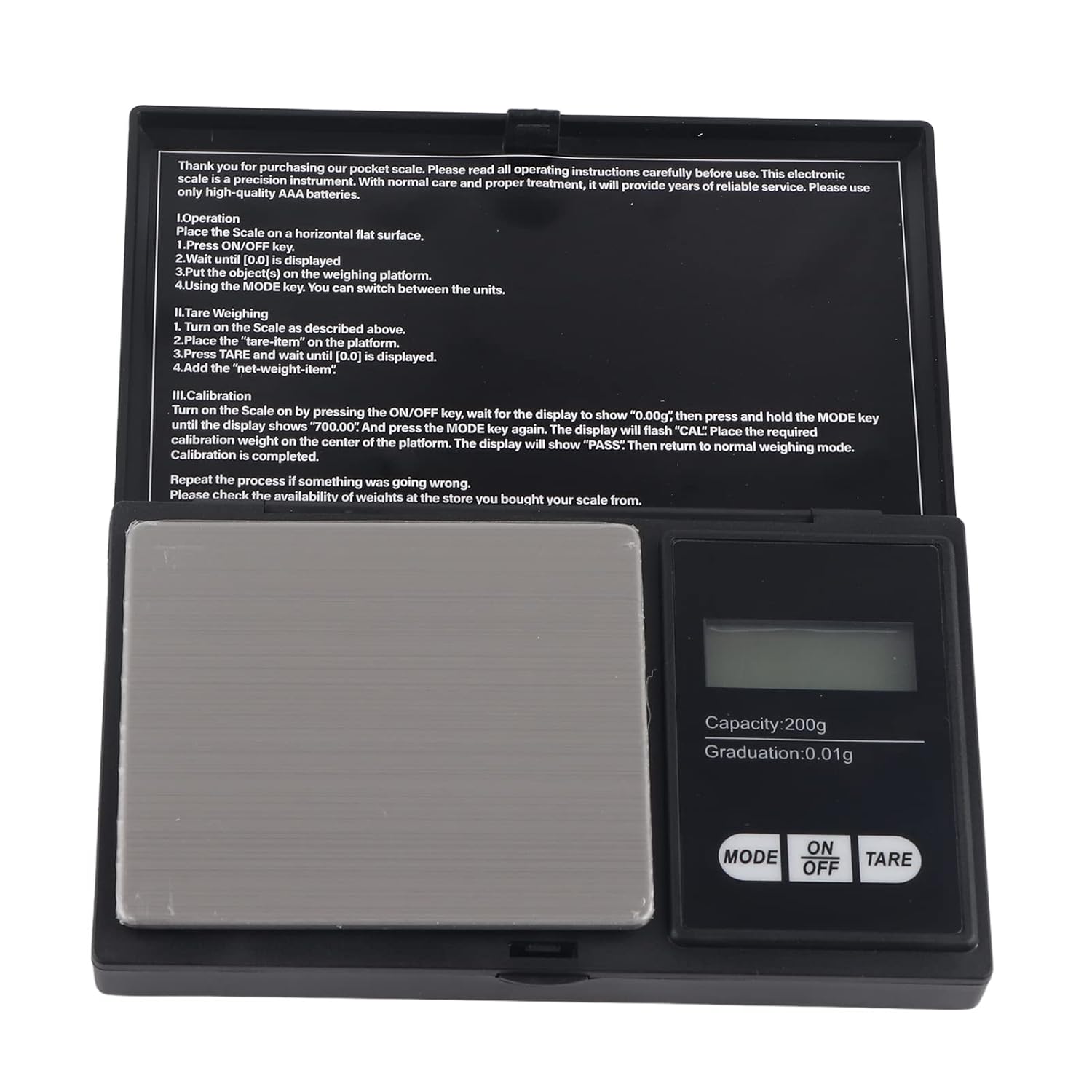 Digital Gram Scale, 200g X 0.01g Pocket Digital Scale LCD Display Screen Portable Kitchen Scale Small Pocket Scale Mini Jewelry Scale Kitchen Tool for Food Jewelry Gold Silver