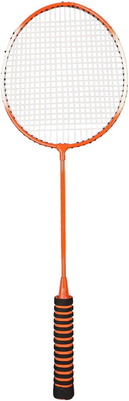 Badminton Racket Shuttlecock Set, Steel Alloy Badminton Set Comfortable Grip Non-slip Orange and Green High Elastic Sponge for Gym, 2 rackets and 3 shuttlecock