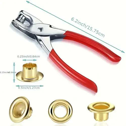 Grommet Eyelet Hole Punch Pliers Kit With 100 Metal Eyelets