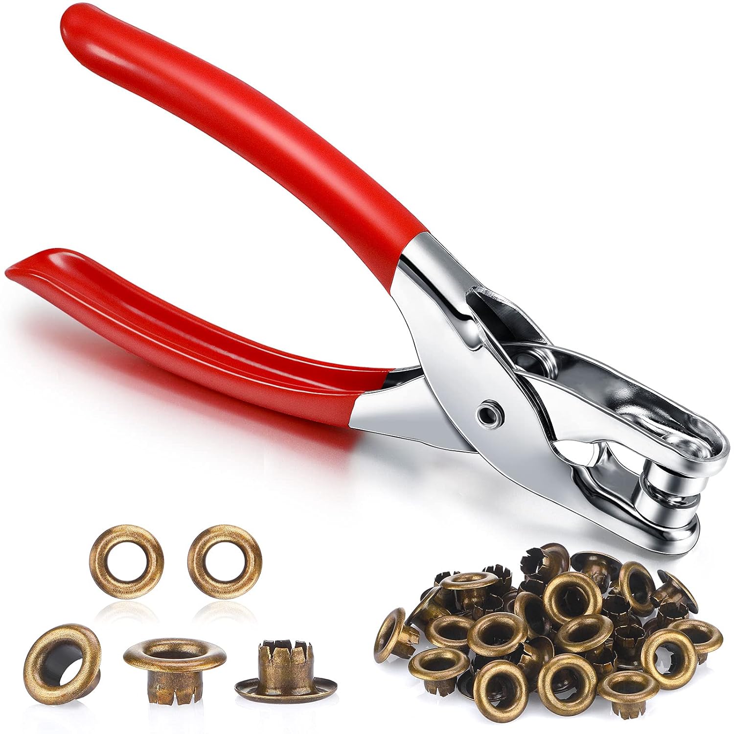 Grommet Eyelet Hole Punch Pliers Kit With 100 Metal Eyelets