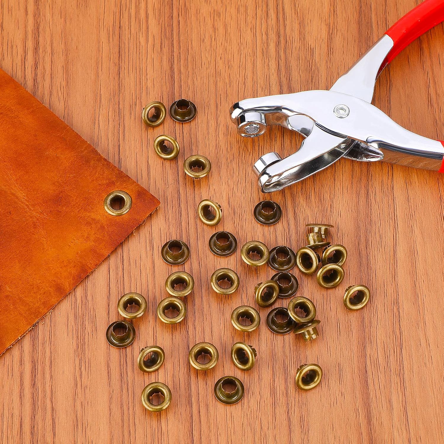 Grommet Eyelet Hole Punch Pliers Kit With 100 Metal Eyelets