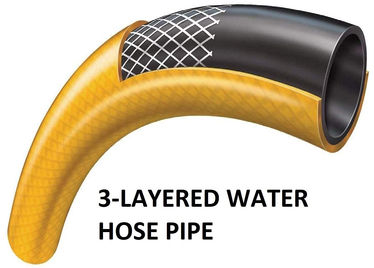 3/4"Inch (19mm) Green,3 Layered Heavy Duty Braided Water Hose Pipe for Watering Easy to Connect, Garden, Car Wash, Floor Clean, Pet Bath 10 Year Replacement guarantee