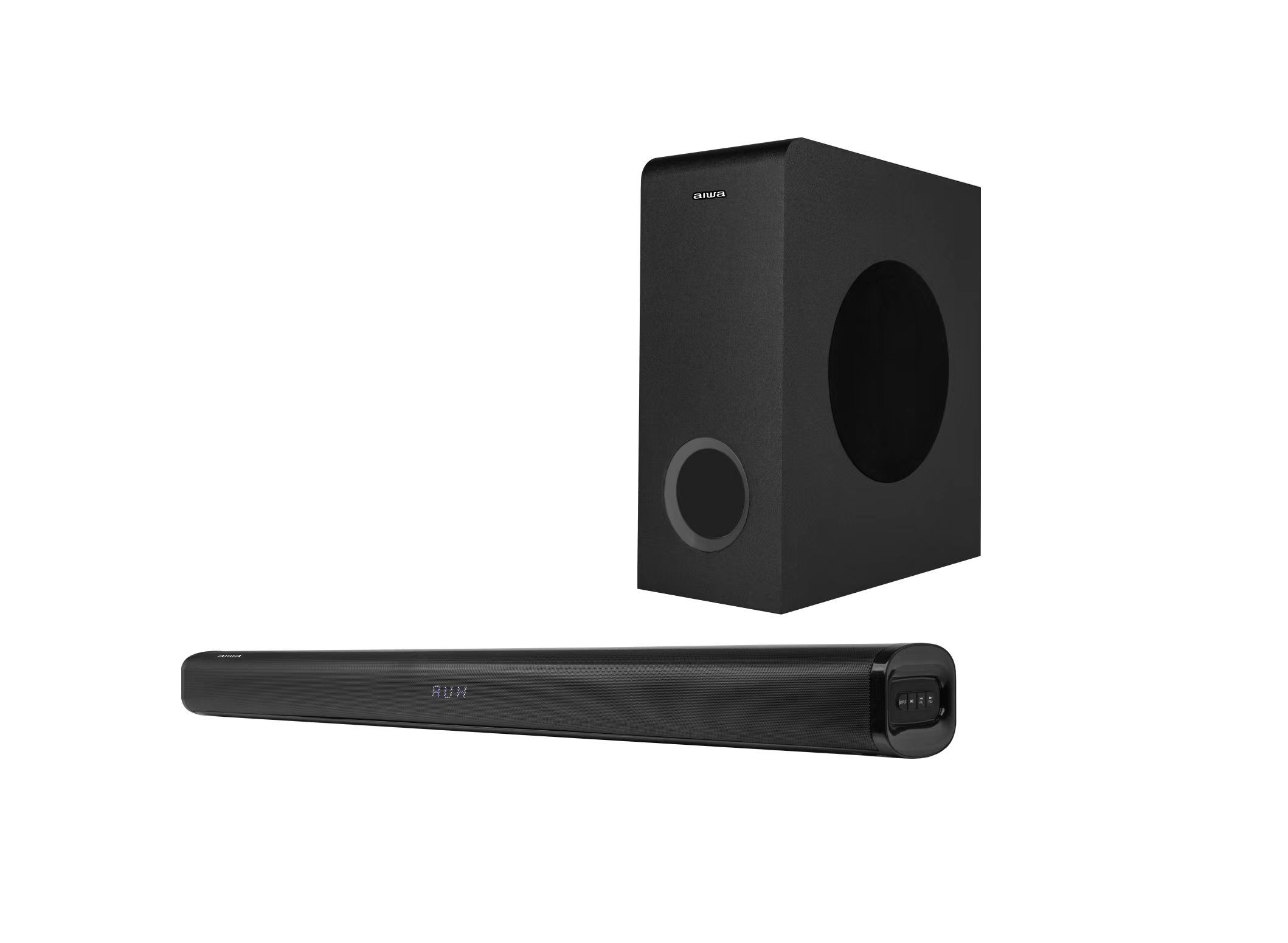 Aiwa Sound Bar System -SB6505 and its 250 Watts AIWA Signature Sound. With a 4.1 Channel Sound and a WIRELESS subwoofer, this home theatre will give you theatre-like watching experience, every time