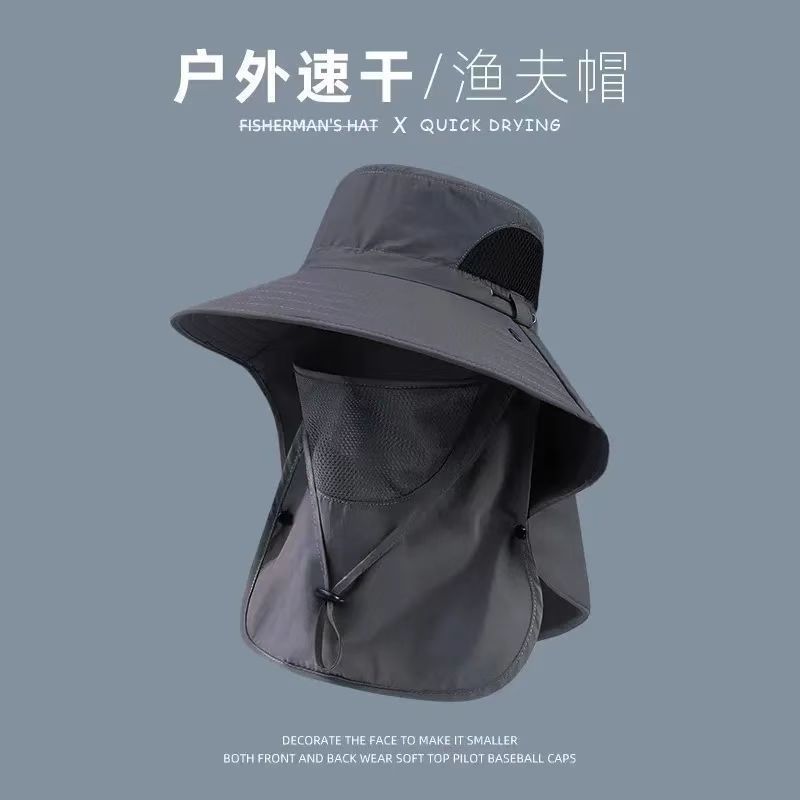 Summer Sun Hats UV Protection Outdoor Hunting Fishing Cap For Men Women Hiking Camping Visor Bucket Hat Neck Flap Fisherman Hat