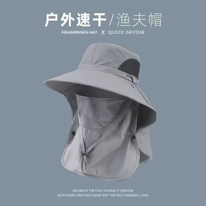 Summer Sun Hats UV Protection Outdoor Hunting Fishing Cap For Men Women Hiking Camping Visor Bucket Hat Neck Flap Fisherman Hat