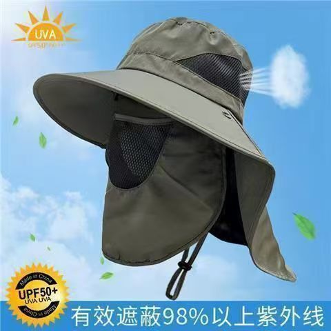 Summer Sun Hats UV Protection Outdoor Hunting Fishing Cap For Men Women Hiking Camping Visor Bucket Hat Neck Flap Fisherman Hat