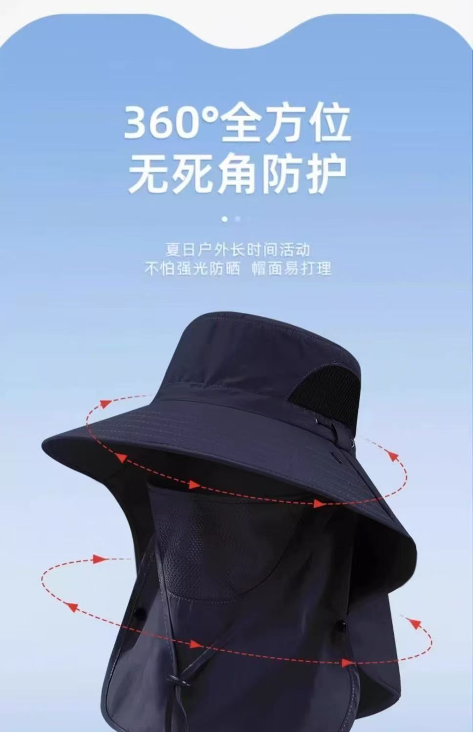 Summer Sun Hats UV Protection Outdoor Hunting Fishing Cap For Men Women Hiking Camping Visor Bucket Hat Neck Flap Fisherman Hat