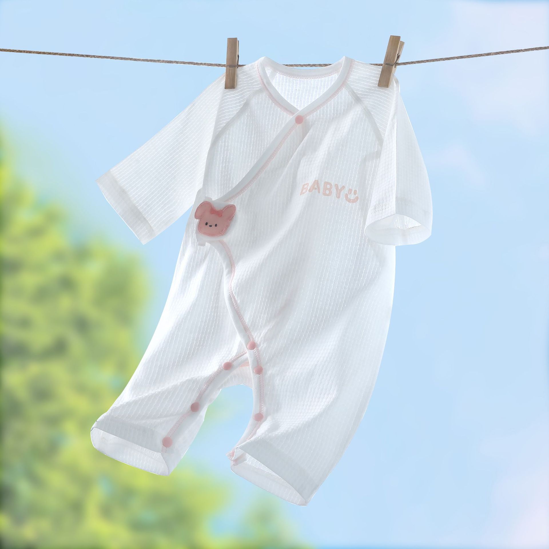 Newborn summer clothes, baby pajamas, baby children's clothing, monk's clothing, pure cotton baby bags, fart clothes, air-conditioned clothing, double-layer belly protection