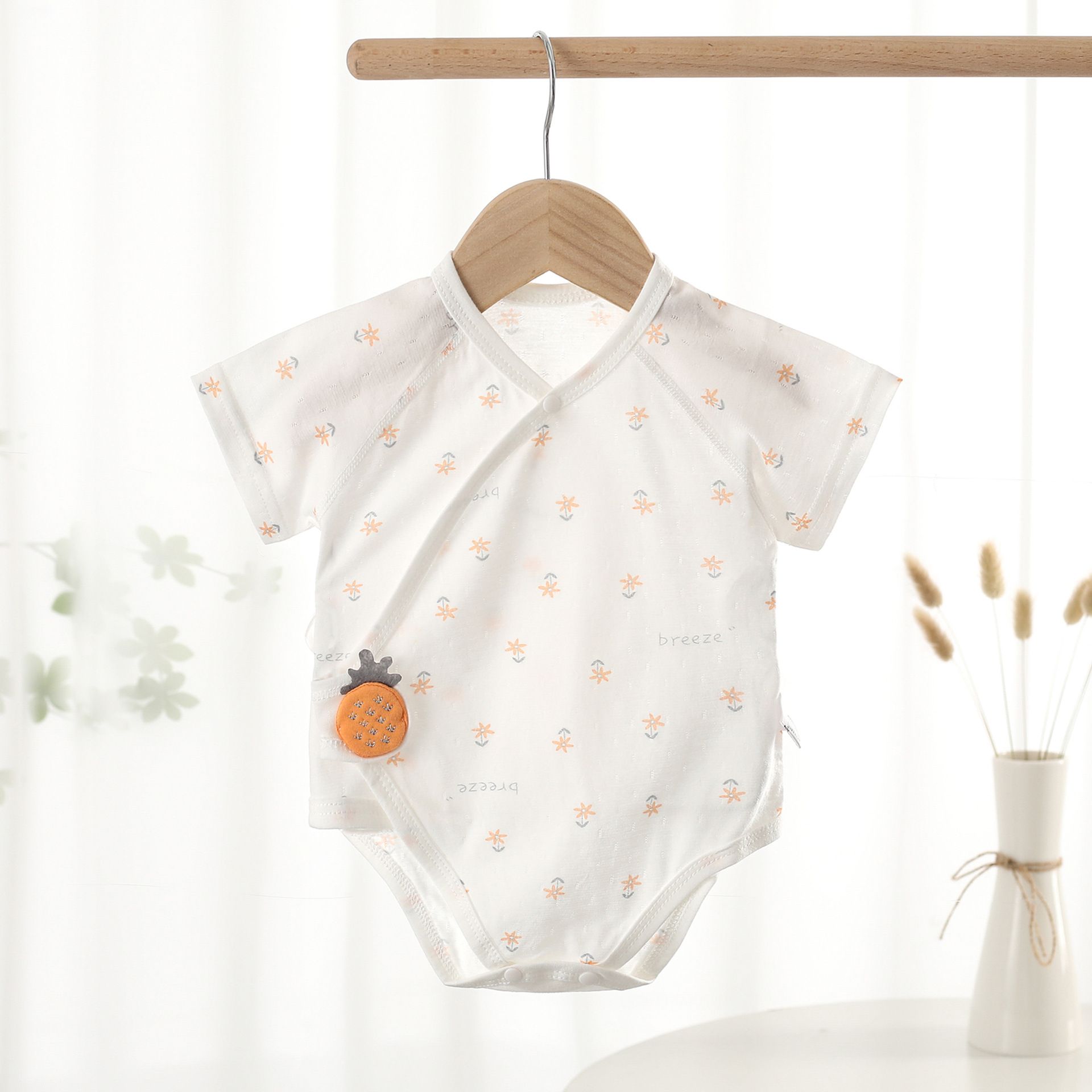 Baby Aa type summer thin fitting newborn pure cotton short sleeved jumpsuit baby summer clothes all cotton monk clothes