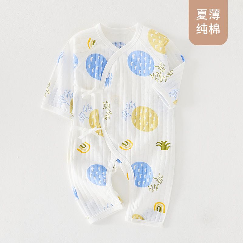 Baby clothes, baby jumpsuit, summer thin design, newborn long sleeved air-conditioned clothes, pure cotton pajamas, summer home clothes