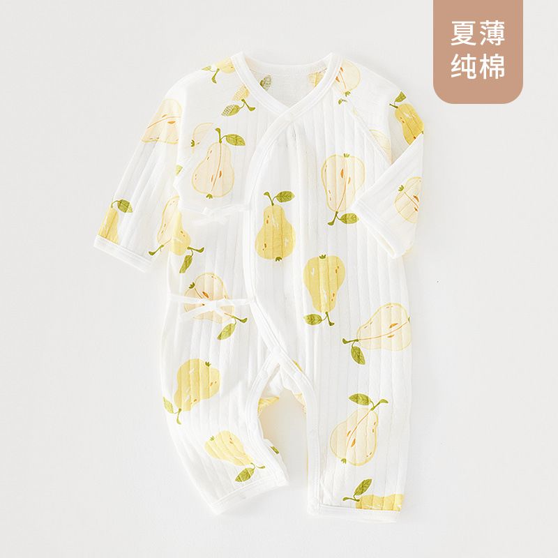 Baby clothes, baby jumpsuit, summer thin design, newborn long sleeved air-conditioned clothes, pure cotton pajamas, summer home clothes