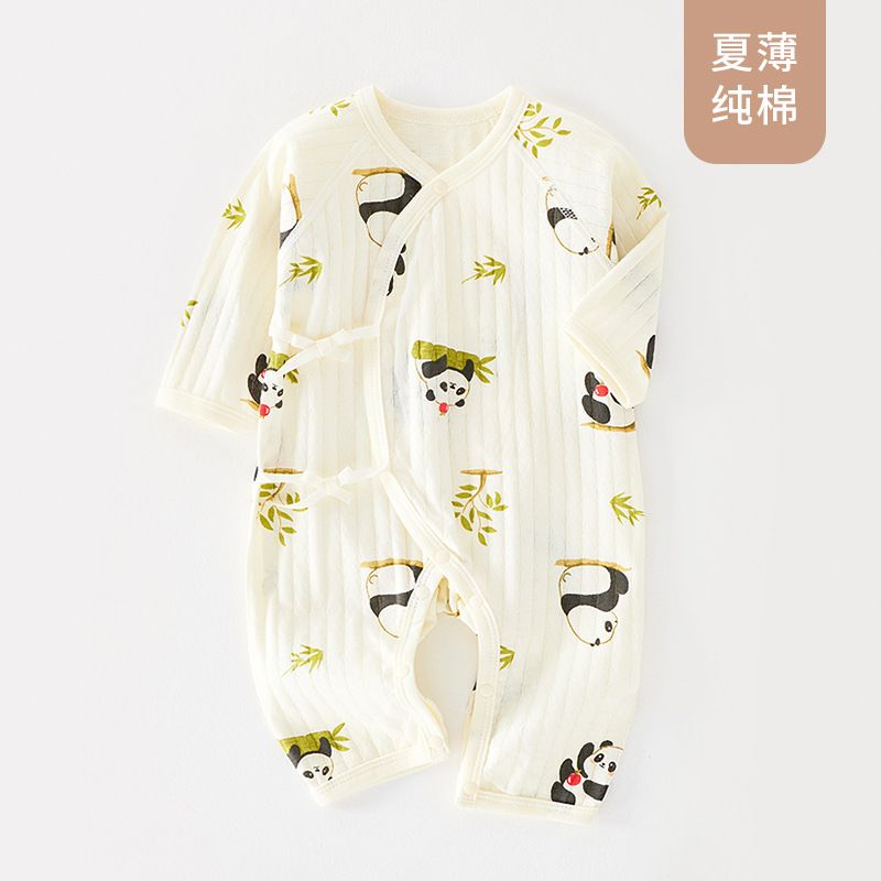 Baby clothes, baby jumpsuit, summer thin design, newborn long sleeved air-conditioned clothes, pure cotton pajamas, summer home clothes