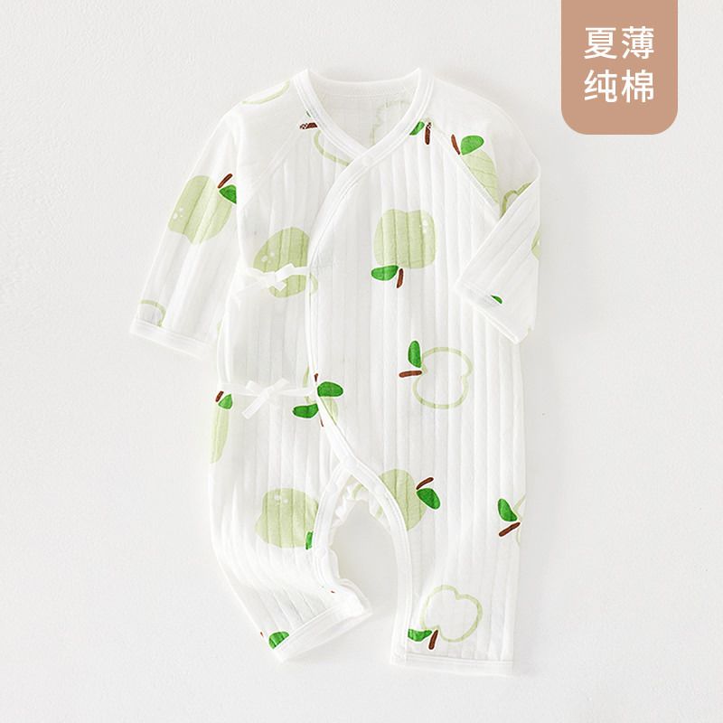 Baby clothes, baby jumpsuit, summer thin design, newborn long sleeved air-conditioned clothes, pure cotton pajamas, summer home clothes