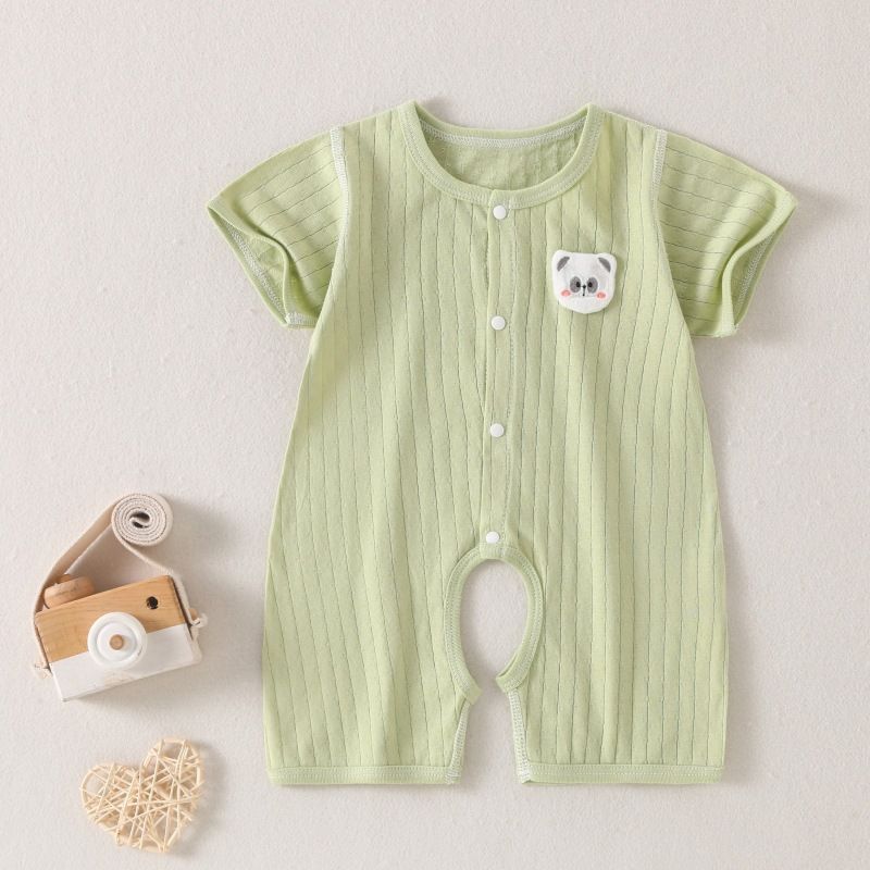 Newborn clothes, male/female baby crotch jumpsuit, summer thin cotton baby, summer short sleeved crawling clothes, children's pajamas