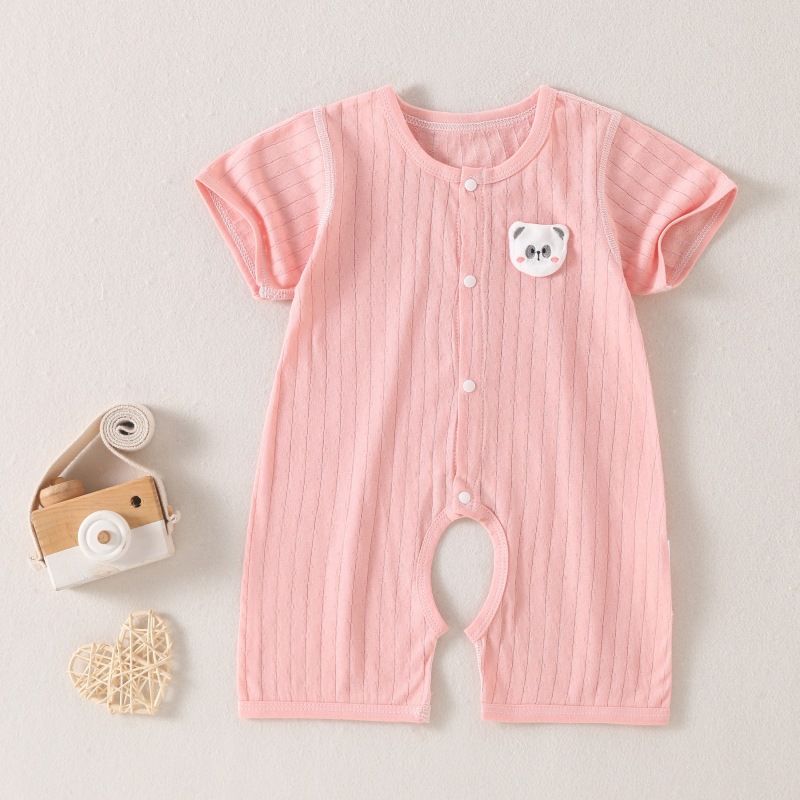 Newborn clothes, male/female baby crotch jumpsuit, summer thin cotton baby, summer short sleeved crawling clothes, children's pajamas