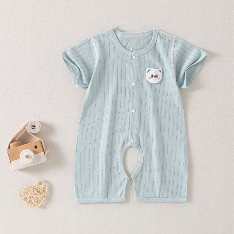 Newborn clothes, male/female baby crotch jumpsuit, summer thin cotton baby, summer short sleeved crawling clothes, children's pajamas