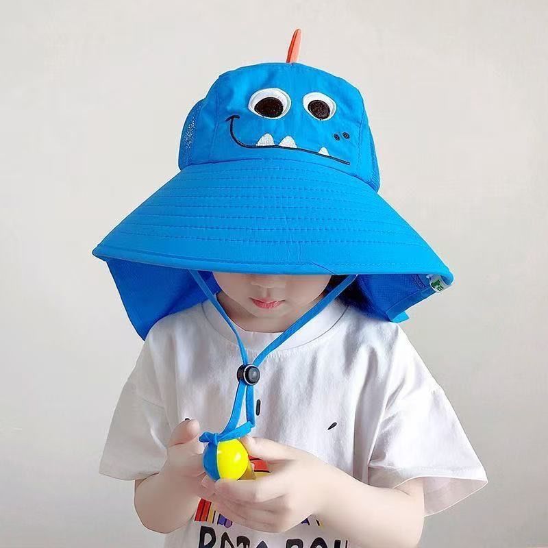 Summer New Children's Sunscreen Hats for Boys and Girls, UV resistant Sunscreen, Shawl with Whistle and Fisherman's Hat Styles