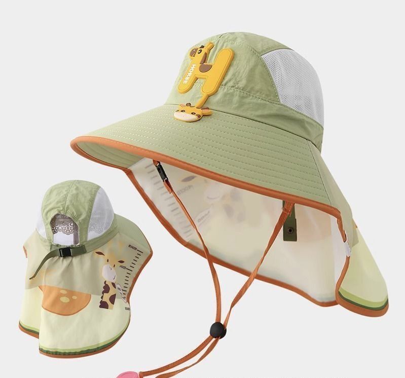 Summer New Children's Sunscreen Hats for Boys and Girls, UV resistant Sunscreen, Shawl with Whistle and Fisherman's Hat Styles
